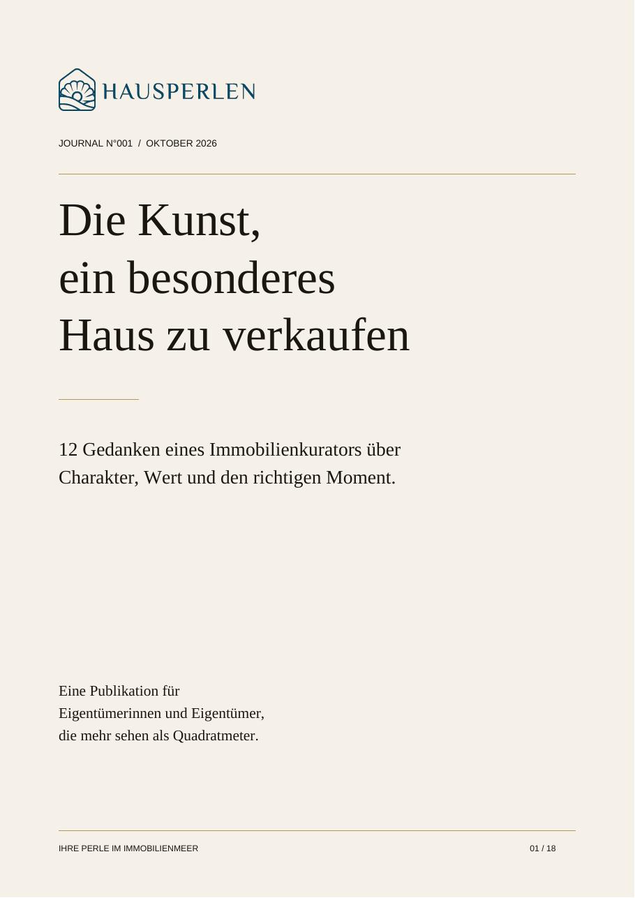 Cover Hausperlen Journal N°001 – Die Kunst, ein besonderes Haus zu verkaufen